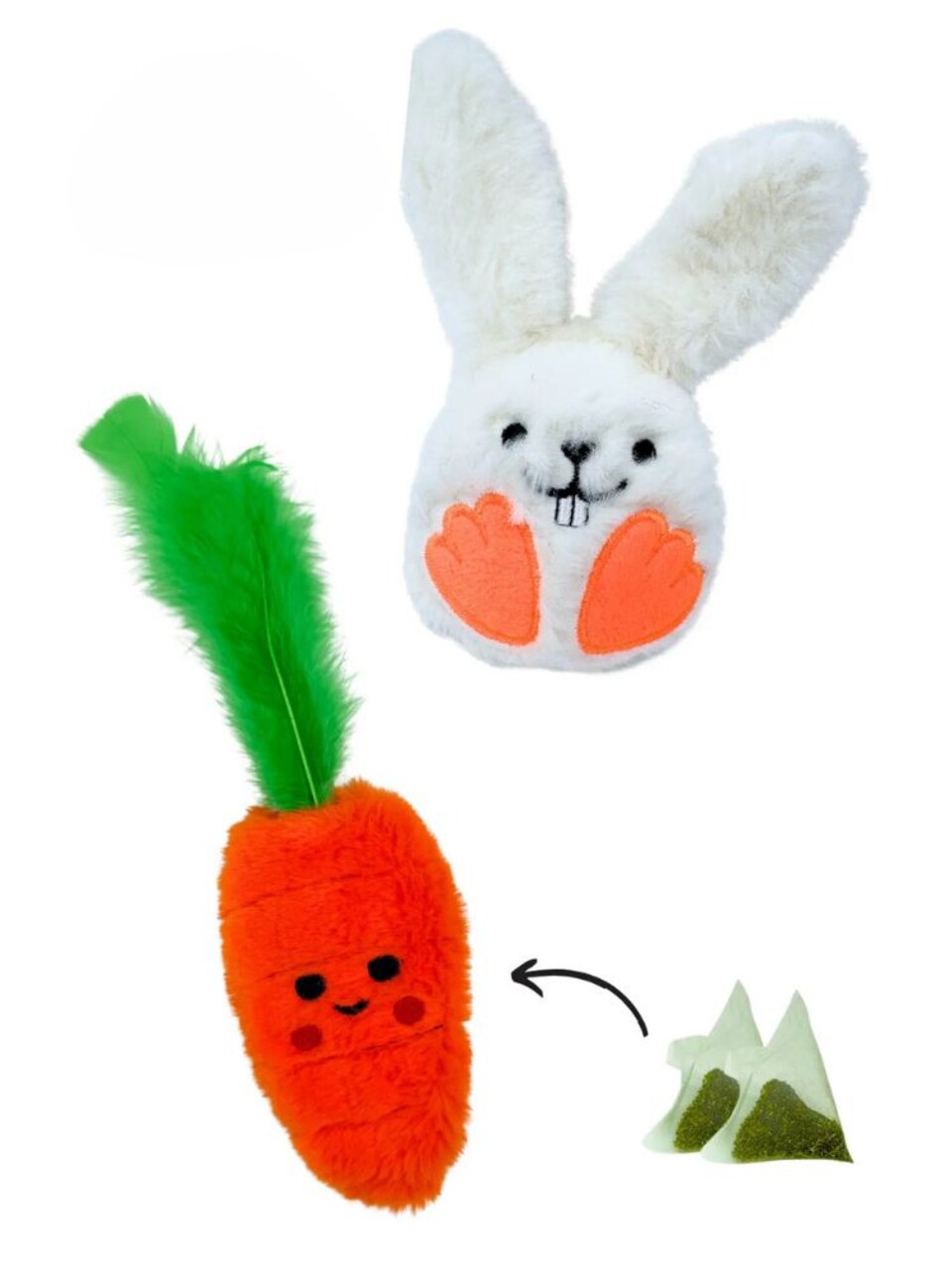 Jucărie pentru pisici, Paws &amp; Whiskers, Miyav 1021, 100% MATERIAL TEXTIL PLUȘOS, Alb / Portocaliu - imagine 4
